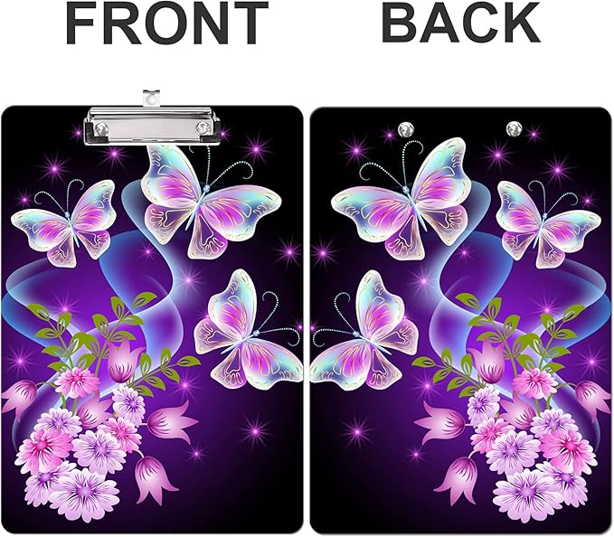 Fashion Clipboard, A4 Letter Size Wooden Decorative Clipboards for Teacher, Nurse, Doctor,Student and Kids, Cute Design for Standard Size 12.2" x 8.9" (C-Beautiful Butterfly)