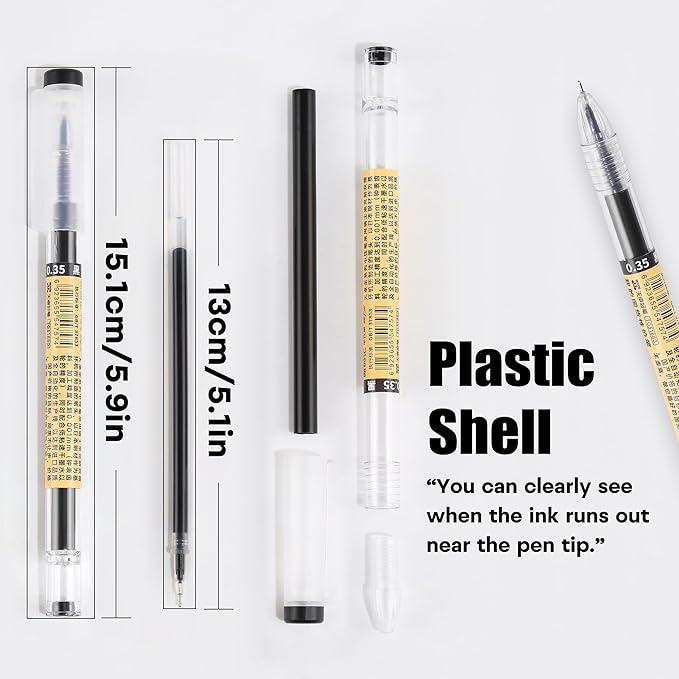 RIANCY Black Gel Ink Pens Japanese Style Stationery for Premium Journaling, 0.35mm Extra Fine Point Tip, No Smudge Japanese Ink Pens Quick Drying for Thin Notebook Paper Office School Supplies 12 Pack