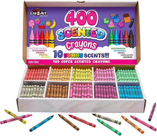 Cra-Z-Art Scented Crayon Bulk Pack 400ct 10 Assorted Colors & Delicious Scents, Great For Back To School, In Classroom & Supply Room For Teachers, Birthday Party Favor Bags