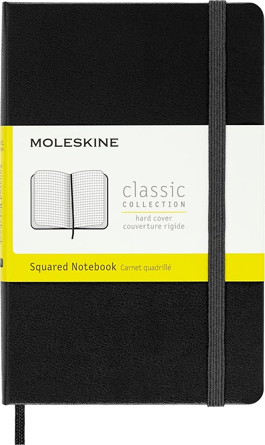 Moleskine Classic Notebook, Hard Cover, Pocket (3.5" x 5.5") Squared/Grid, Black, 192 Pages