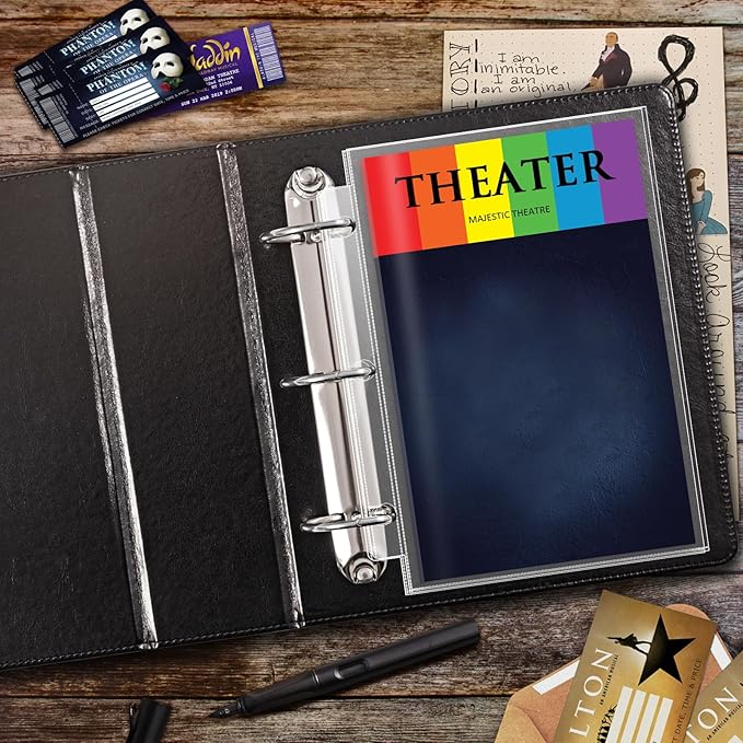 Page Protectors for Broadway Play Program and Theater Programs, 50 Sheet Protectors, Fit 5.5 x 8.5 Programs from Mid 1980s to Modern, Binder Sleeves
