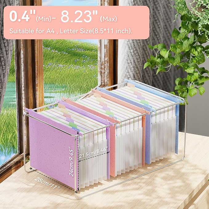 ANSOOK Hanging File Folders Letter Size,7 Pockets Expandable Accordion File Folder Organizer,3 Pack Extra Capacity File Folders Hanging with Tabs,Wheat Straw File Cabniet Folders for Office School
