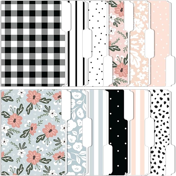 Cute File Folders, Set of 24 3-Tab Letter Size Decorative File Folders Boho Colored Manilla 8.5 x 11 Filing – Pretty Designer Home Office School Supplies (Harmony)