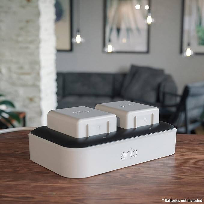 Arlo Dual Charging Station Certified Accessory - Charge up to Two Batteries, Works Rechargeable Batteries (VMA5400) XL Rechargeable Batteries (VMA5420) Only - VMA5400C