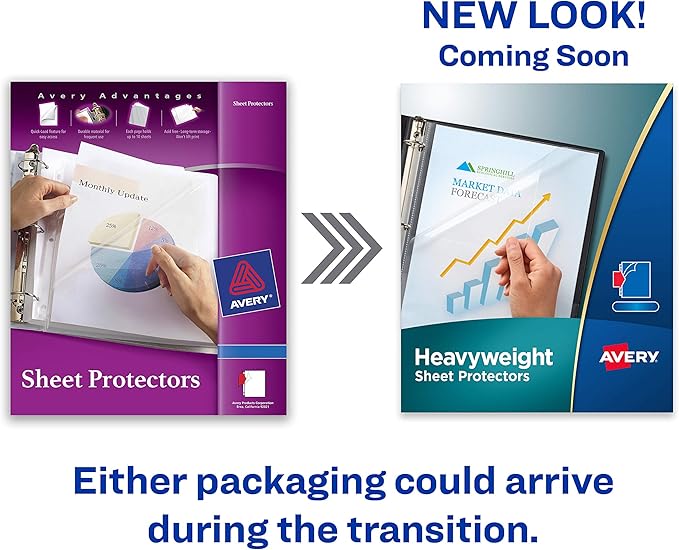 Avery Clear Quick Load Sheet Protectors, Non-Glare, Top & Side Load, 50 Document Protectors (73803)