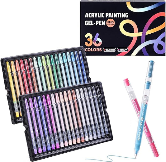 36 Color 1.0mm Fine Pointed Acrylic Gel Pens Coloring for Adult Painting, Writing, Marking, Student Stationery