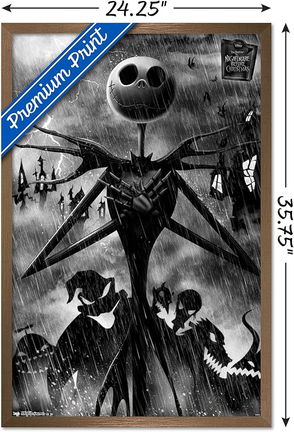 Trends International Disney Tim Burton's The Nightmare Before Christmas - Shadows Wall Poster, 34L x 22.4W, Bronze Framed Version