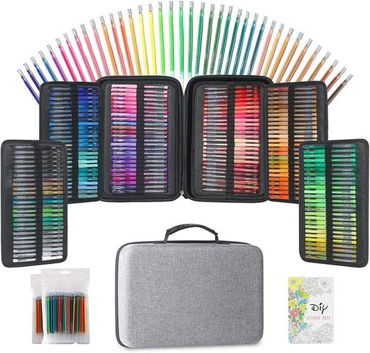312 Pack Gel Pens for Adult Coloring Book, 156 Colors Artist Colored Pens with 156 Refills & Coloring Book, Glitter Gel Pen for Coloring Drawing Writing Doodle Journaling Planner Art Craft