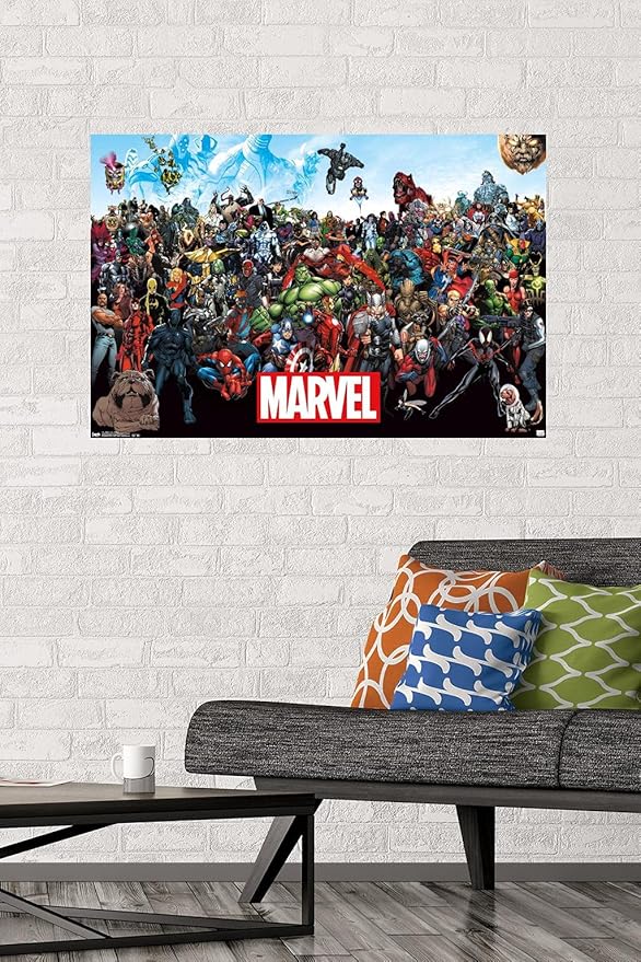 Marvel Comics The Marvel Lineup Wall Poster, 22.37" x 34.00", Poster & Mount Bundle