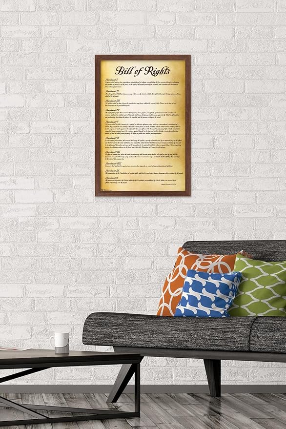 Trends International The United States of America - Bill of Rights Wall Poster, 14.725" x 22.375", Mahogany Framed Version