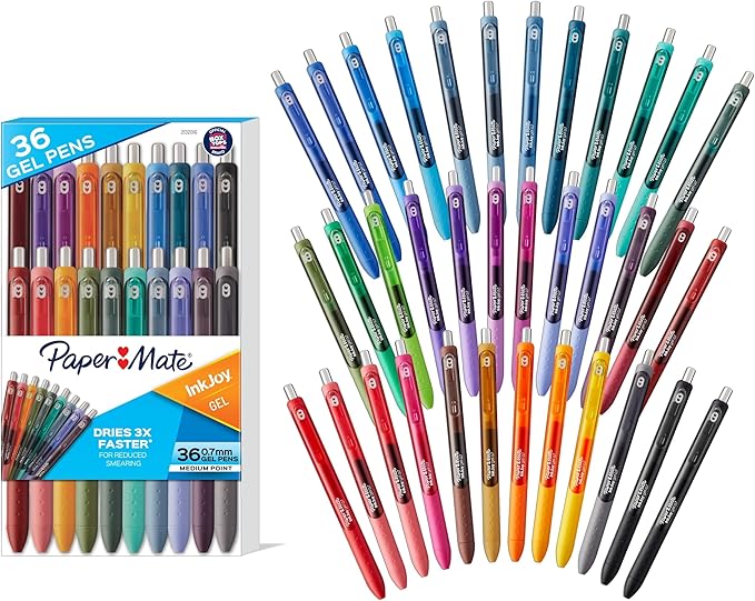 Paper Mate InkJoy Pens Gel Pens Medium Point (0.7 mm) Assorted,36 Count (Pack of 6)