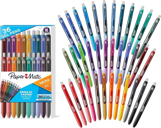 Paper Mate InkJoy Pens Gel Pens Medium Point (0.7 mm) Assorted,36 Count (Pack of 6)