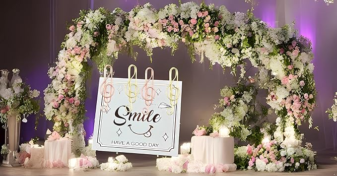 40 Pcs Note-Shaped Paper Clips - Fun Metal Paperclips Perfect for Office, School, Home File Organization, Wedding, Party Decorations, and DIY Crafts (Gold, Rose Gold)