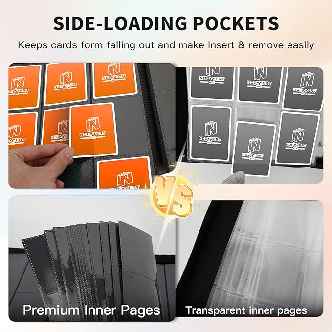 Trading Card Binder, Premium 9 Pocket 540 Double Sided Pocket Collection Binder, Card Album for TCG Card Holder for Game Card, Sports Card, Yugioh, MTG etc(Orange)