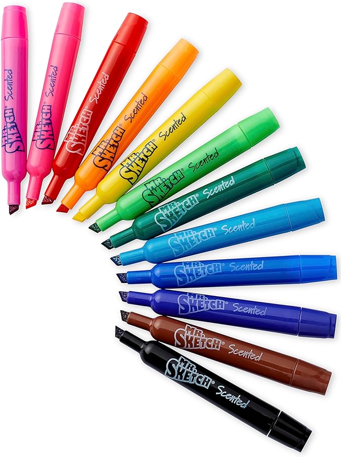 Mr. Sketch Scented Markers, Chisel Tip, Assorted Colors, 96 Count, Pack of 8