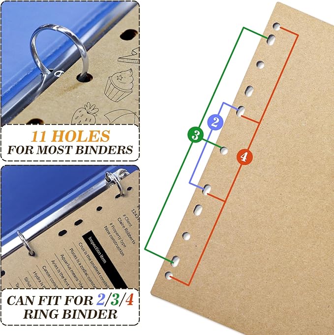 Kraft Binder Dividers,8.5 x 11 inches Binder Dividers with 5 Tabs, 20 Sheets Tab Dividers for 2/3/4 Ring Binder, Great for School Office Home Files Organizing