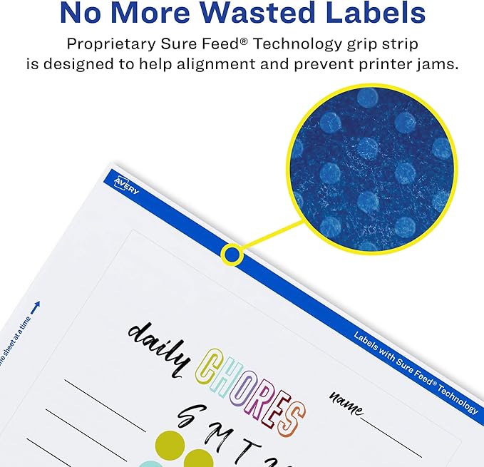 Avery Glossy White Rectangle Labels, Sure Feed Technology, 5" x 7", 200 Glossy White Labels, Permanent Adhesive, Laser/Inkjet Printable