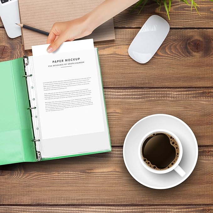RUBEX Mini Heavyweight Sheet Protectors - 100 Sheets | Top Loading, Reinforced 7-Hole 5.5 x 8.5 Inch | Mini Ring Binders for Page Protectors, Acid-Free, Archival Safe for Documents and Photos