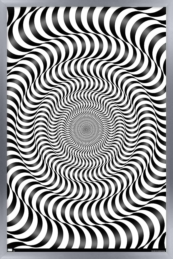 Trends International Zebra Stripe Optical Illusion Wall Poster, 22.375" x 34", Silver Framed Version