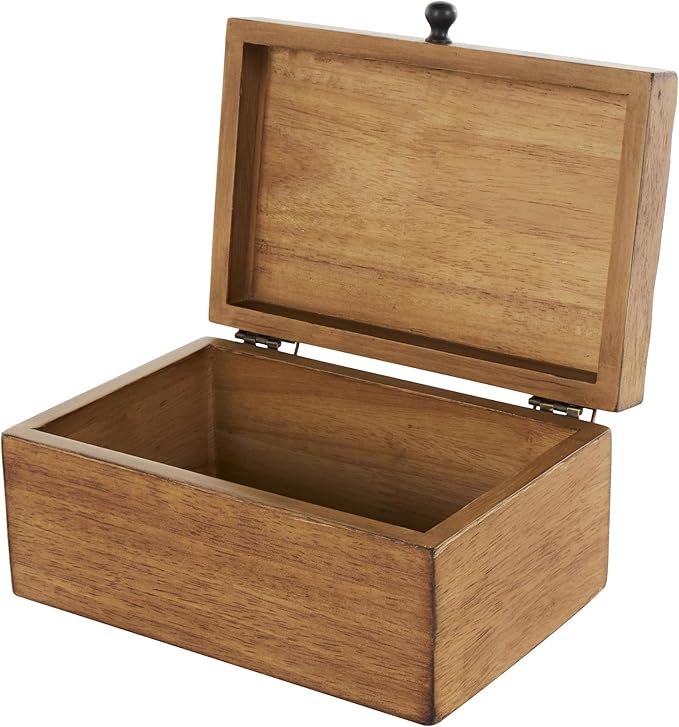 Deco 79 Wood Geometric Decorative Box Textured Concave Honeycomb Storage Decorative Keepsake Boxes with Black Knobs, Set of 2 Storage Boxes 10", 8"W, Brown