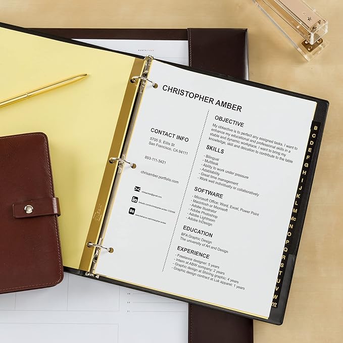 Avery A-Z Dividers for 3 Ring Binders, 25 Tabs per Set, Pre-Printed Black Leather Tabs, Great for Organizing Records, Reports, Finances, and Other Important Documents (3 Sets of 21350)
