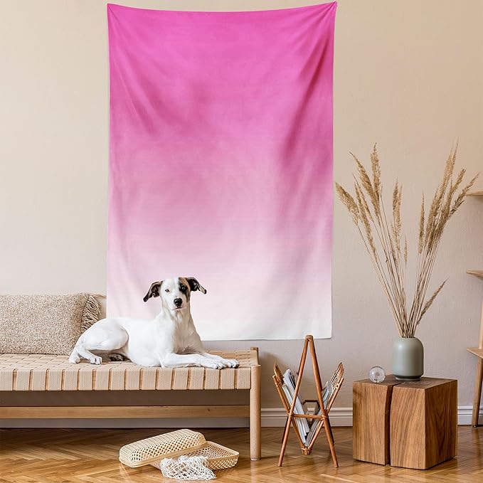 Ambesonne Ombre Tapestry, Hot Pink Candy and Cream Girly Elements Inspired Ombre Digital Design Art Print Modern, Wall Hanging for Bedroom Living Room Dorm Decor, 60" X 80", Pink