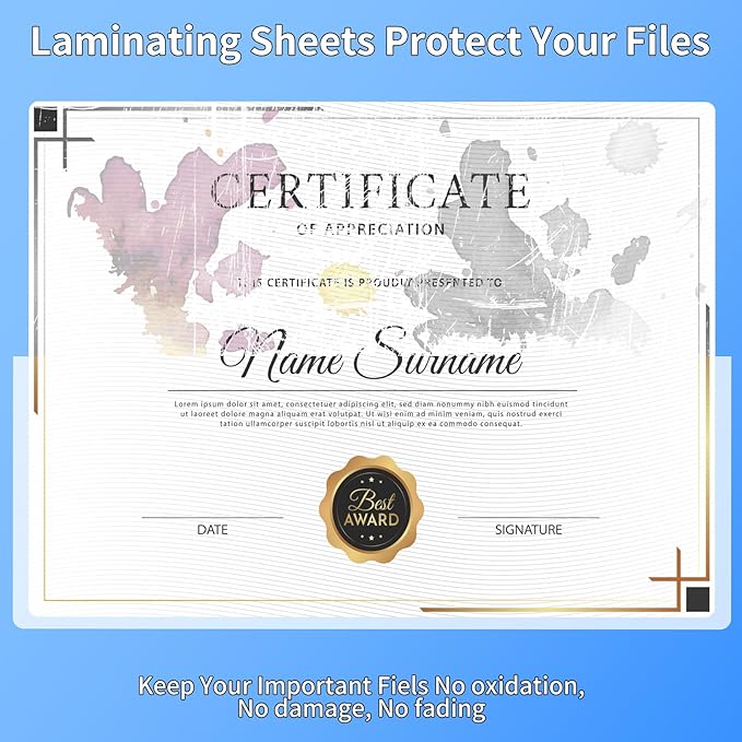 Thermal Laminating Sheets, 9” x 11.5” Laminating Sheets, 3 Mil Thickness Clear Laminating Pouches, Compatible Thermal Laminators, 100 Packs.