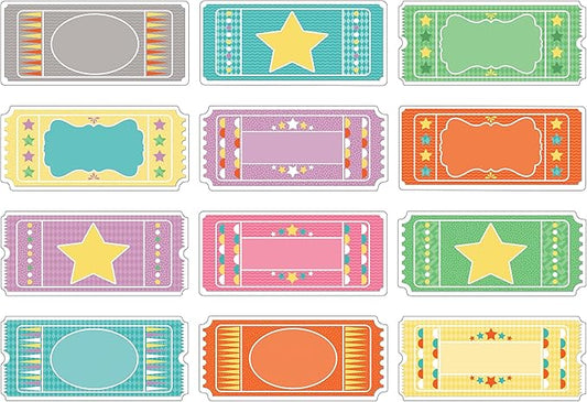 Carson Dellosa – Up & Away Tickets Colorful Cut-Outs, Classroom Décor, 51 Pieces