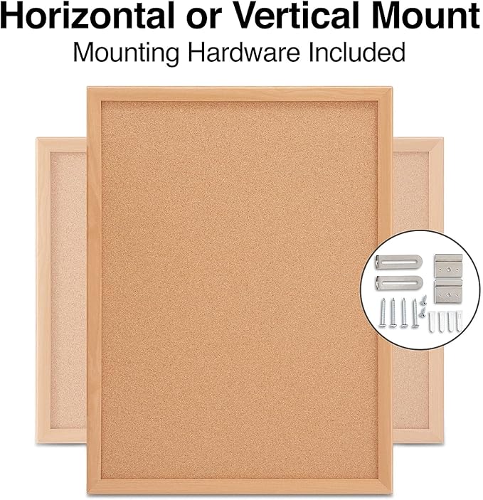 Staples Standard Cork Bulletin Board with Oak Finish Frame, 2 ft W x 1.5 ft H Wall Mounted Cork Message Board for Home Office and Classroom