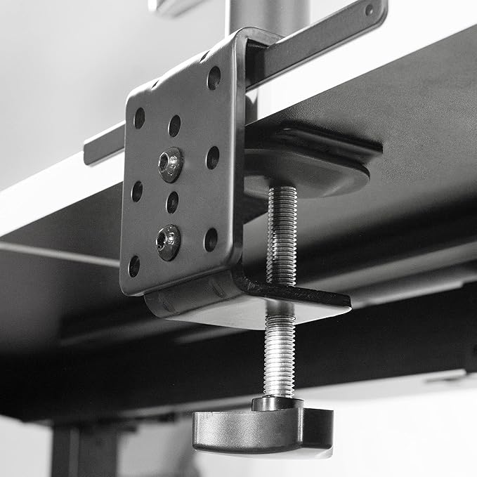 VIVO Steel Reinforcement Bracket Mount Plate for Thin, Glass, and Other Fragile Table Top Surfaces, Compatible with Most Monitor Stand C-Clamp Installations, Anti-Slip No Scratch, Black, STAND-AC01R