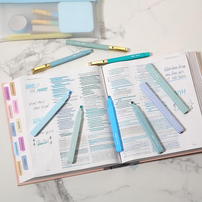 Mr. Pen- Aesthetic Green Bible Highlighter Pens, No Bleed, Black Ink, 12 Pack