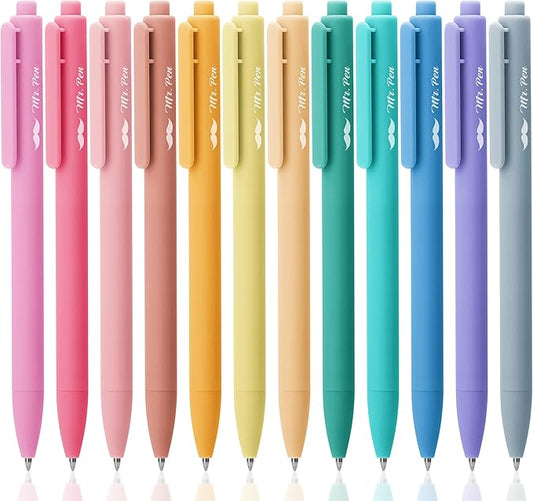 Mr. Pen- Retractable Gel Pens, 12 Pack, Assorted Colors, Fast Dry, Gel Pens Fine Point 0.7mm