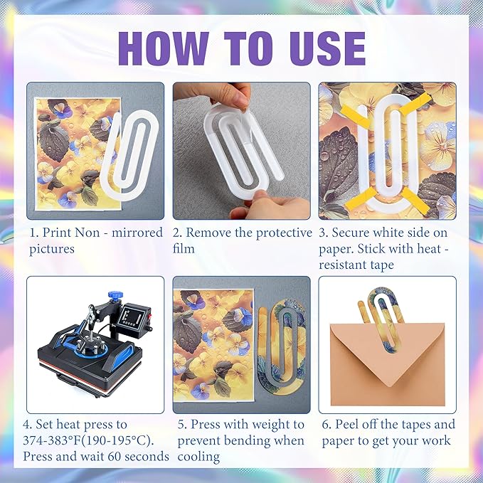 48 Pack Acrylic Sublimation Paper Clips Blanks, 4" X 2" 24Pcs Jumbo Sublimation Paper Clips with 24Pcs Gift Bags Personalized Paperclips Bookmark for DIY Crafts, Home Office School Supplies