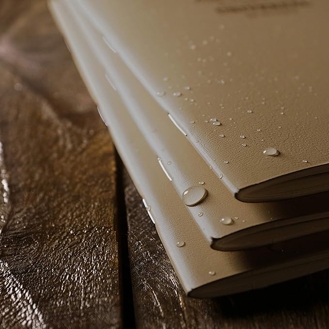 Rite in the Rain Weatherproof Stapled Notebook, 4.625" x 7", Tan Cover, Universal Pattern, 3 Pack (No. 971TFX)