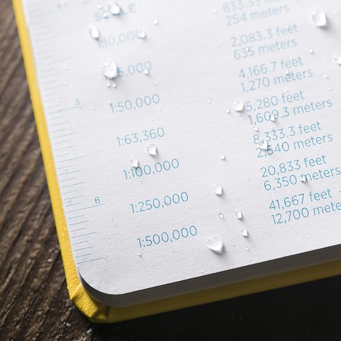 Rite in the Rain Weatherproof Hard Cover Notebook, 4.75" x 7.5", Yellow Cover, Journal Pattern (No. 390F)