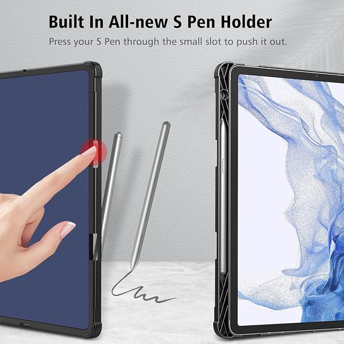 Fintie Case for Samsung Galaxy Tab S8/Tab S7 11 Inch (Model SM-X700/X706/T870/T875/T878) with Built-in S Pen Holder, Multiple Angle Portfolio Business Cover with Pocket Auto Sleep/Wake, Hibiscus