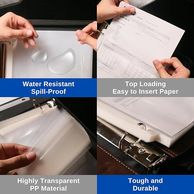 Performore 50-Pack Clear Sheet Protectors | 8.5 x 11 Inch Heavy Duty Plastic Sleeves | Top Loading Reinforced Hole Page Protectors | Archival Acid-Free Non-Glare for 3 Ring Binders Documents Photos