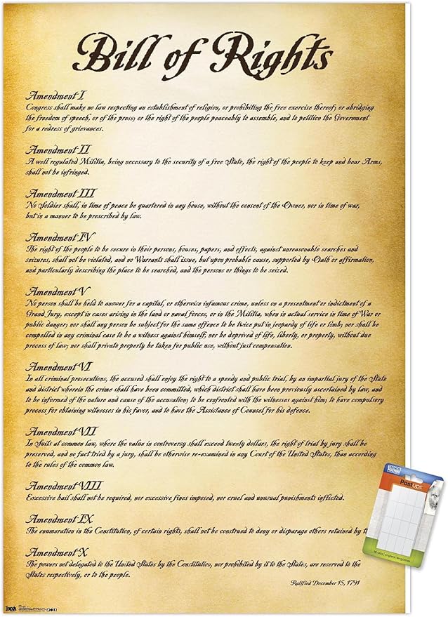 Trends International The United States of America - Bill of Rights Wall Poster, 14.725" x 22.375", Premium Poster & Mount Bundle