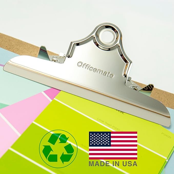 Officemate Recycled Wood Clipboard, Letter Size, 9" x 12.5" with 6" Clip, 3 Pack (83133),Brown
