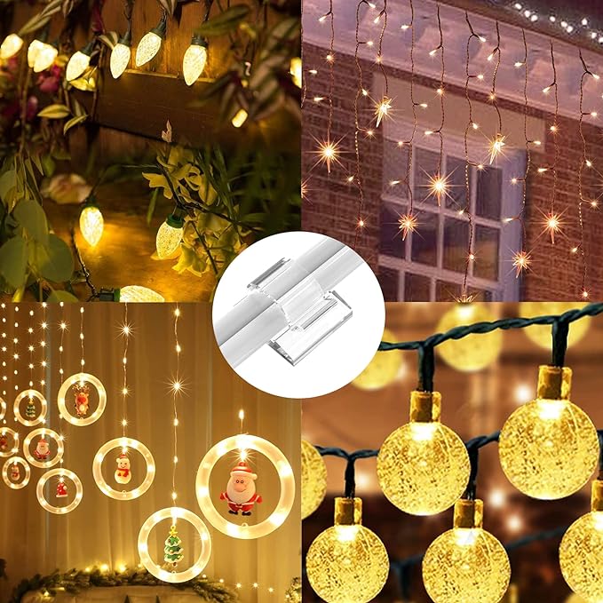 100 PCS Cable Clips, Upgraded Adhesive Wire Clips for Cords, Strong Wire Holders Cord Organizer for Cable Management, Christmas Lights, TV coax, Extension Cord, Power Cable, HDMI (Large, Clear)