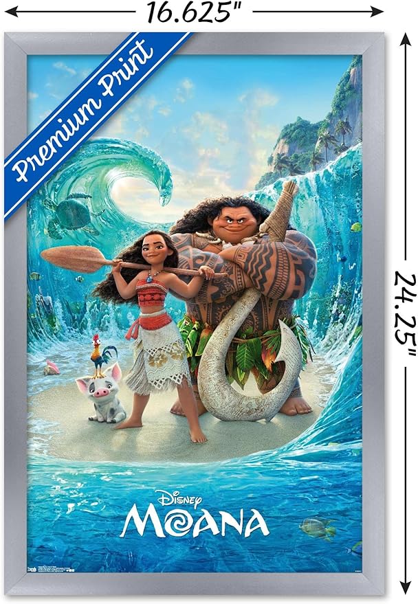 Disney Moana - Ocean Floor Wall Poster, 22.4L" x 14.7W", Silver Framed Version