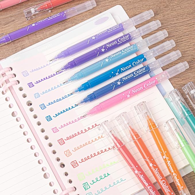 SASPOO Acrylic Gel Pens for Drawing,Colors Gel Paint Pens Ultra Fine ST Point 1.0, Set of Acrylic Marker Pens Color Ink for Journaling, Crafts Art Supplies (36)
