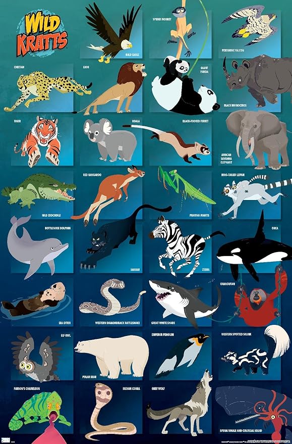 Wild Kratts - Grid Wall Poster, 34L" x 22.4W", Premium Unframed Version