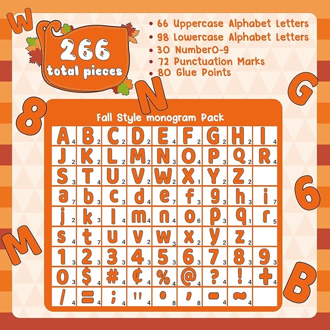266 Pcs Letters Combo Pack Set Bulletin Board Letters Fall Thanksgiving Orange Letters and Number Accents for Bulletin Board Display Home School Classroom Decor