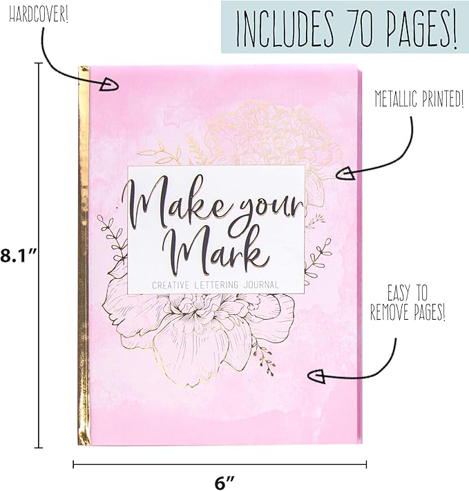 STMT DIY Make Your Mark Hand Lettering Set, Step-by-Step Beginner Modern Calligraphy Hardcover Workbook, Includes Practice Sheets, Stencils, Flexible Fine Tip & Brush Markers, DIY Calligraphy Kit