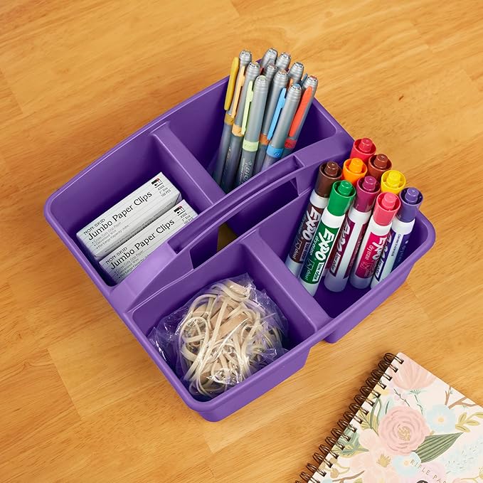 ECR4Kids 4-Compartment Medium Plastic Caddy, Multipurpose Organization, Primary, 6-Pack