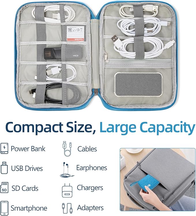 Electronics Organizer Travel Case,Travel Cable Organizer Pouch - Portable Storage Bag for Cord, Charger, Phone, Earphone, Electronic Accessories for Travel & Daily Use