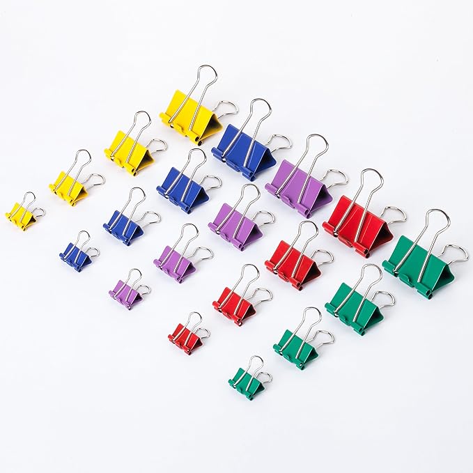 Mr. Pen- Metal Binder Clips, 100 pcs, Assorted Sizes, Colored Binder Paper Clips, Bulk Paper Clamps for Office Supplies, Home, School, Business, Document Organizing