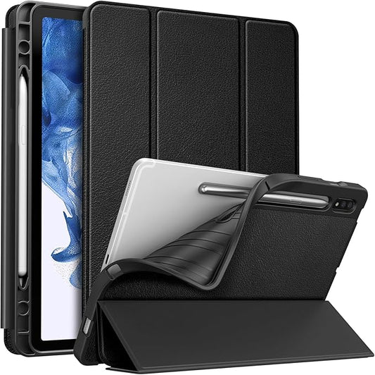 Fintie Slim Case for Samsung Galaxy Tab S8 2022/Tab S7 2020 11 Inch (Model SM-X700/X706/T870/T875/T878) with Built-in S Pen Holder, Soft TPU Smart Stand Back Cover Auto Wake/Sleep Feature, Black