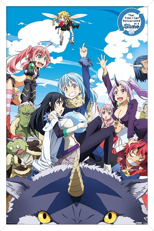 Trends International That Time I Got Reincarnated As A Slime - Group Wall Poster, 14.725" x 22.375", White Framed Version